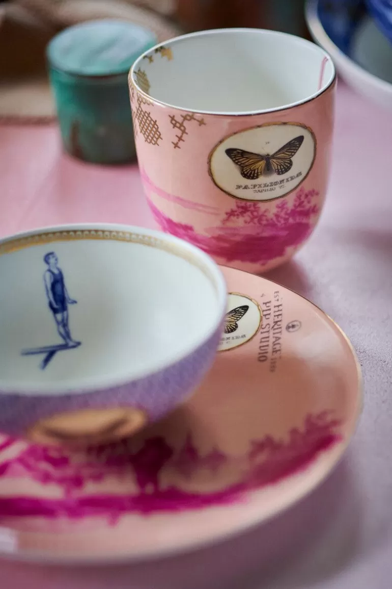 Store Heritage Pastry Plate Painted Pink 18 Cm Cake Plates