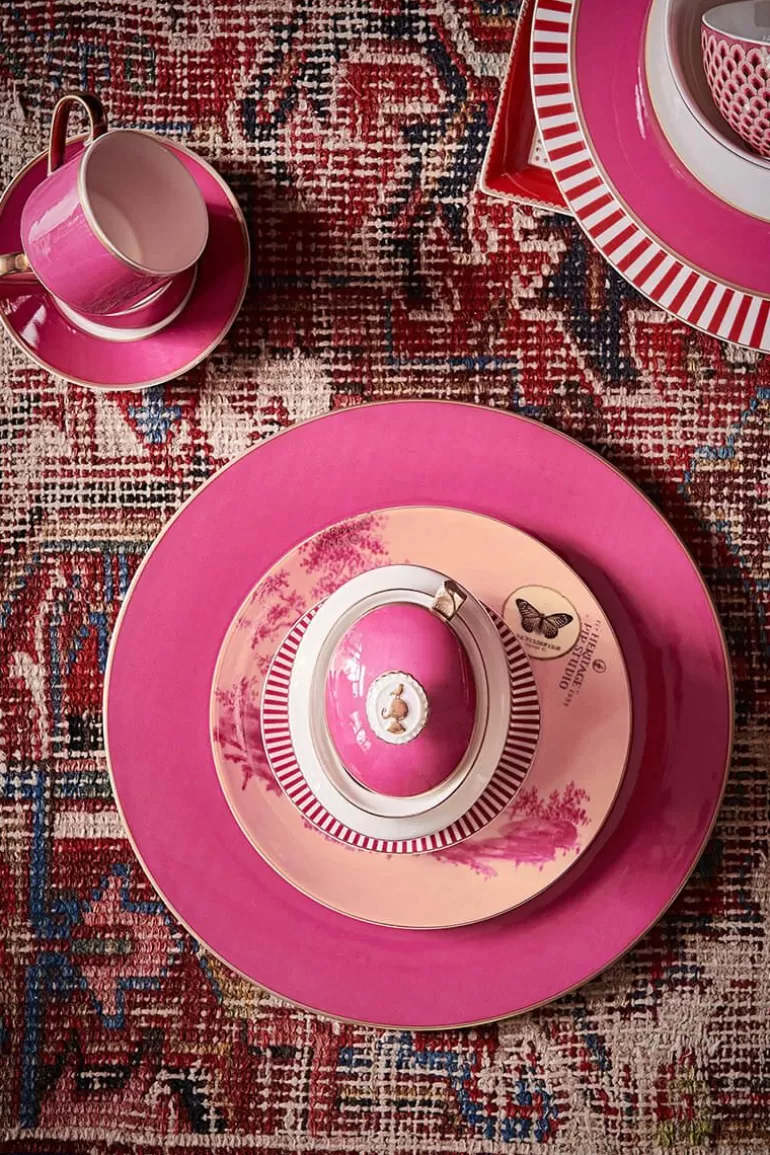 Store Heritage Pastry Plate Painted Pink 18 Cm Cake Plates