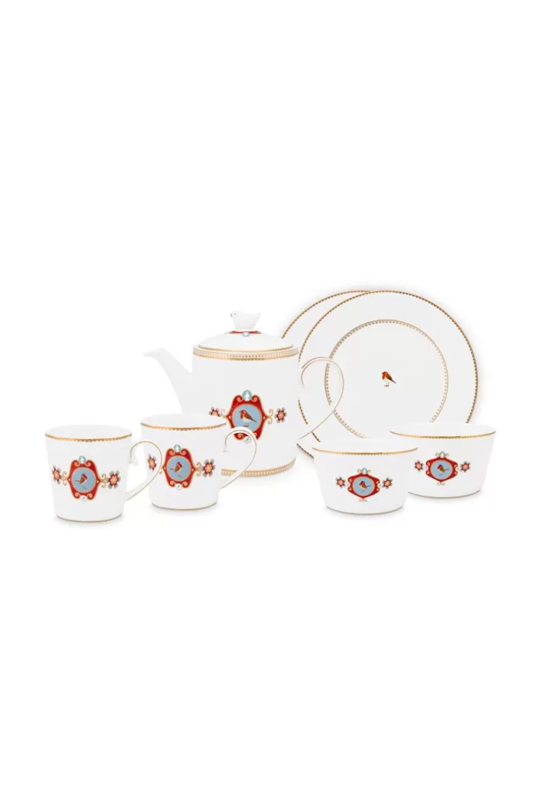 Outlet Love Birds Breakfast Set/7 White Porcelain Sets