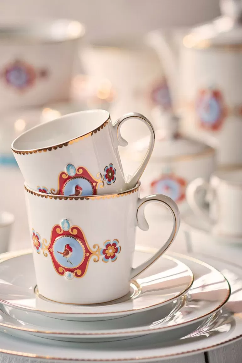 Outlet Love Birds Breakfast Set/7 White Porcelain Sets